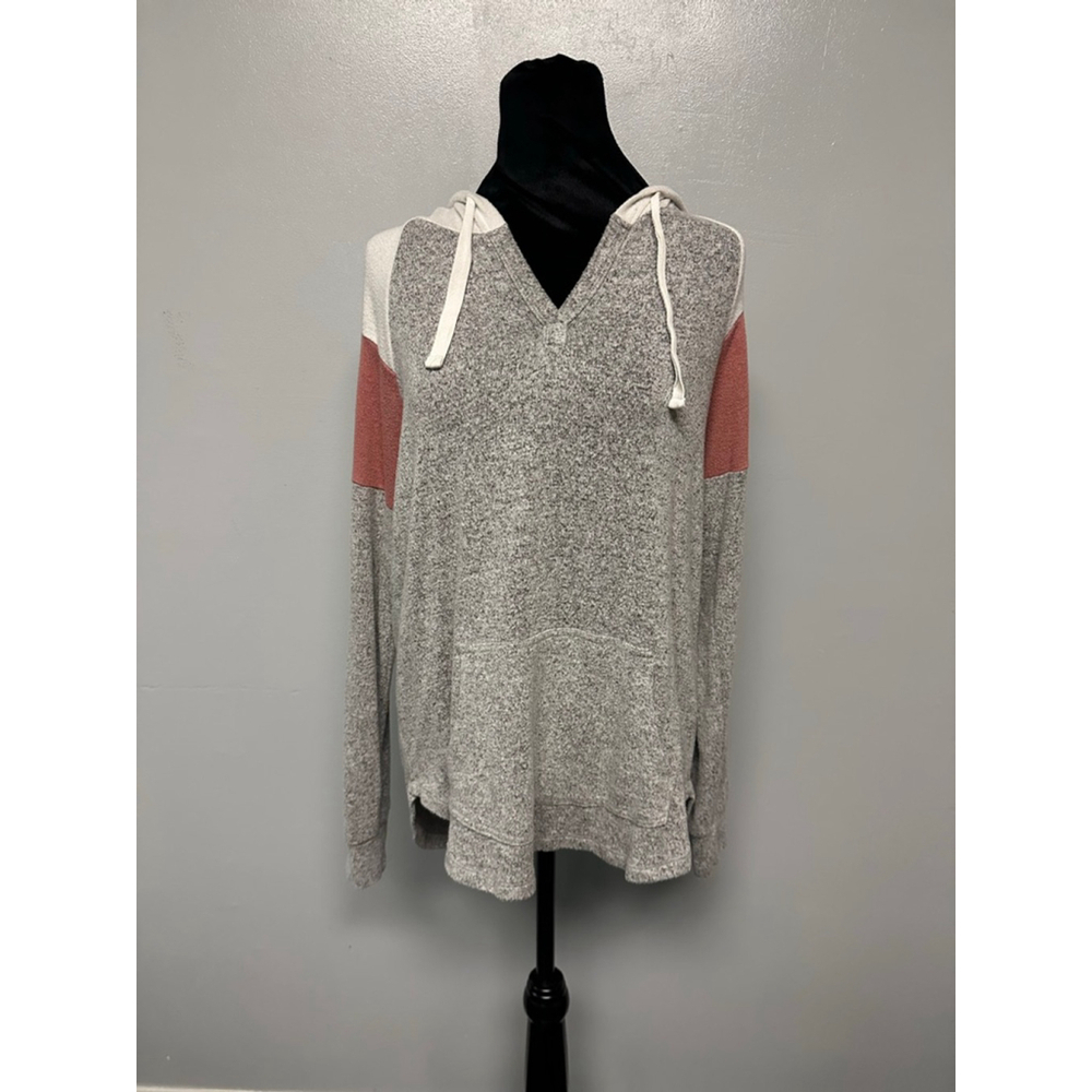 Market & Spruce Gray Colorblock Hoodie women’s size medium kangaroo pockets